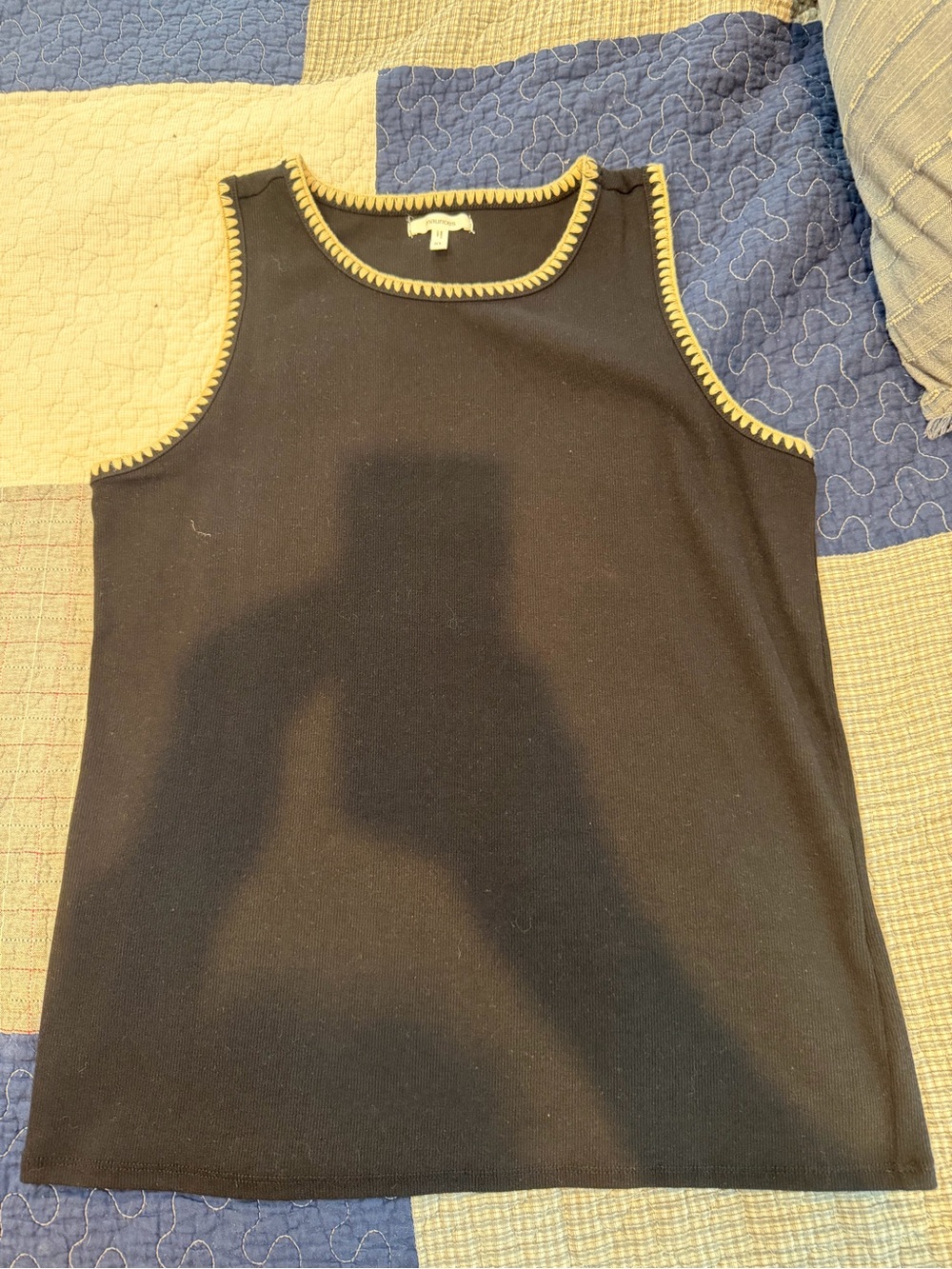 Maurices Black Tank Top with Yellow Trim